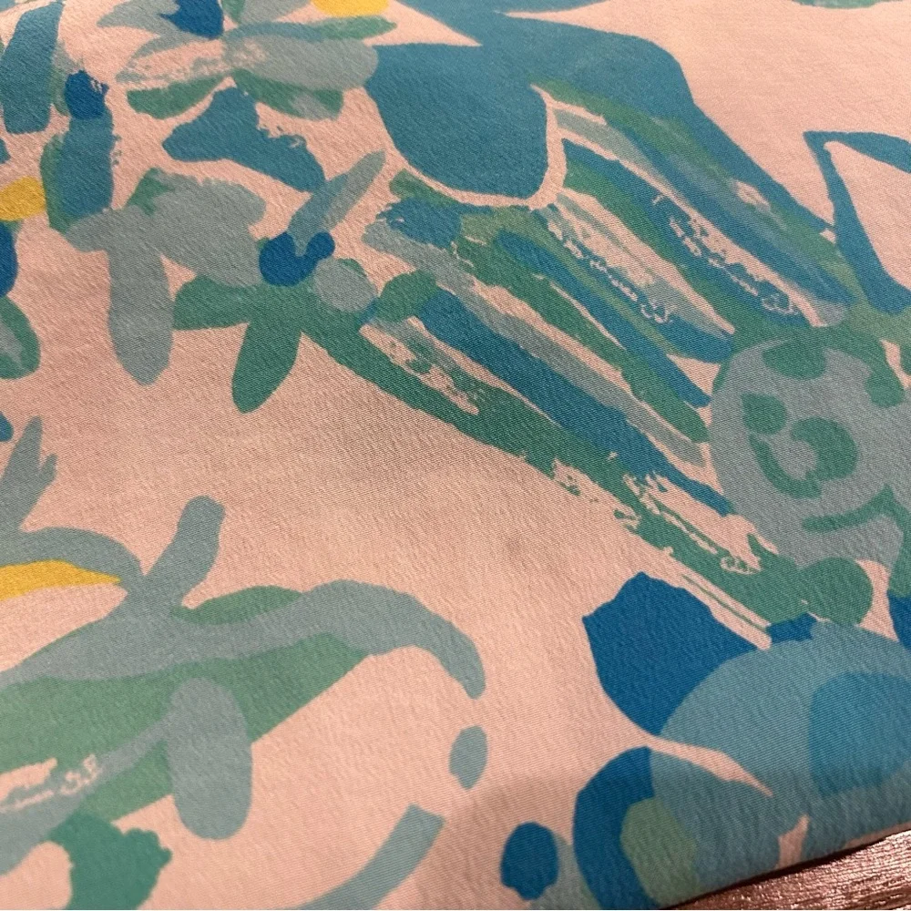 Lilly Pulitzer Dahlia Silk Tank Top Blue/White/Yellow Medium - Picture 10 of 11